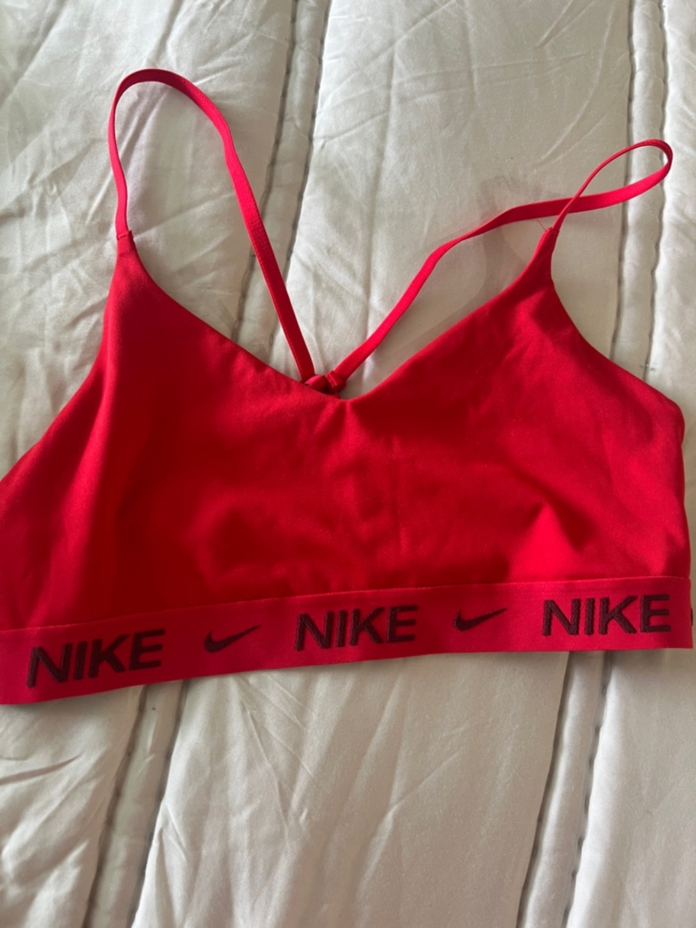 Nike Red Sports Bralette with Logo Band